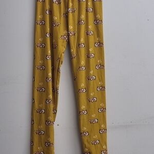Kids Mustard Yellow Corgi Print Leggings - Cute Everyday Stretch